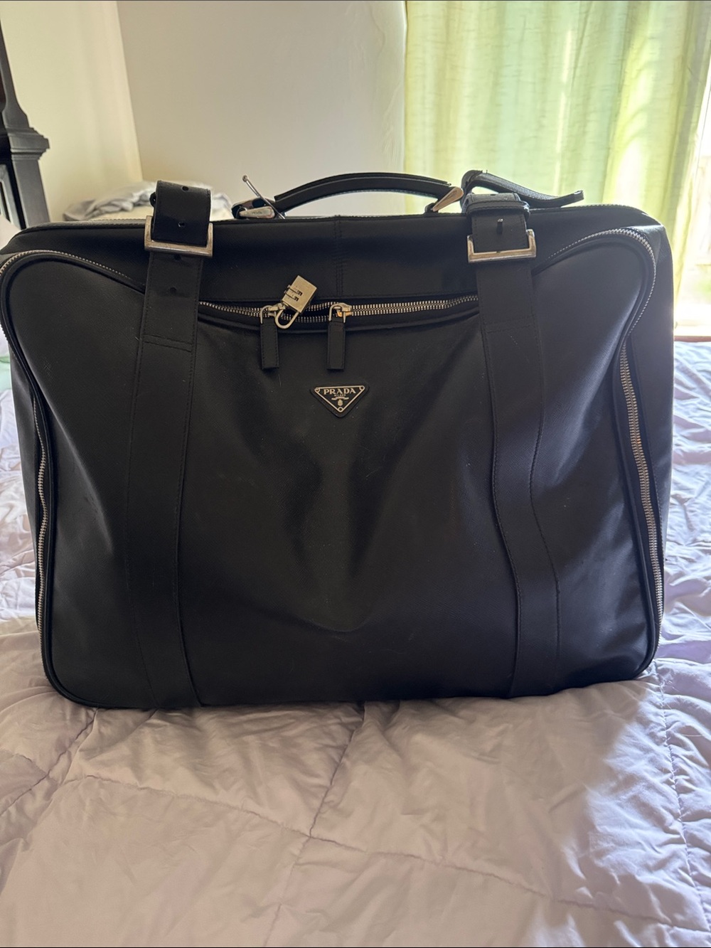 Prada Black Leather Suitcase